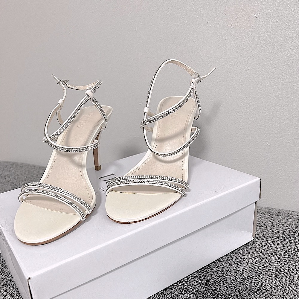 David’s Bridal Skinny-Strap Crisscross Glitter Heels